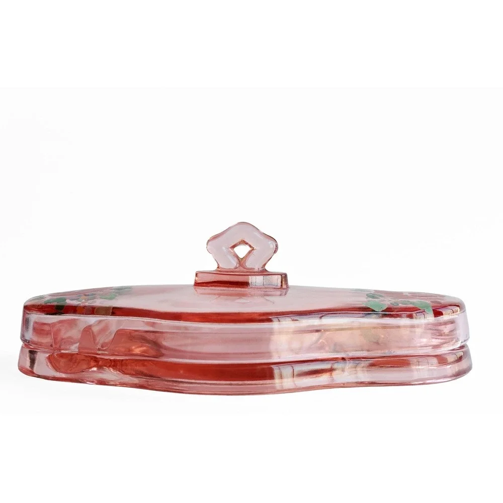 Cambridge Glass Peach-Blo Vintage Vanity Dish Hand Painted